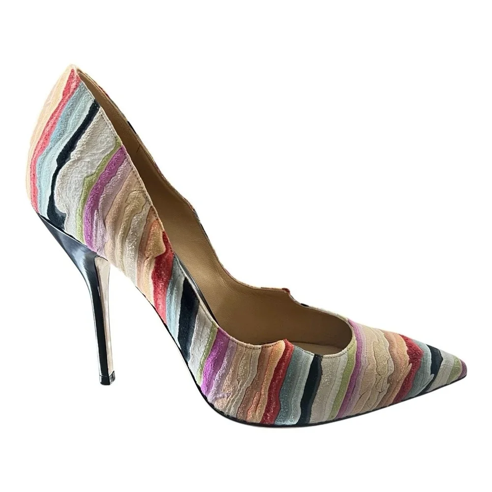 Paul Andrew Zenadia Stiletto‎ Multicolor Suede Designer Heels Womens 10